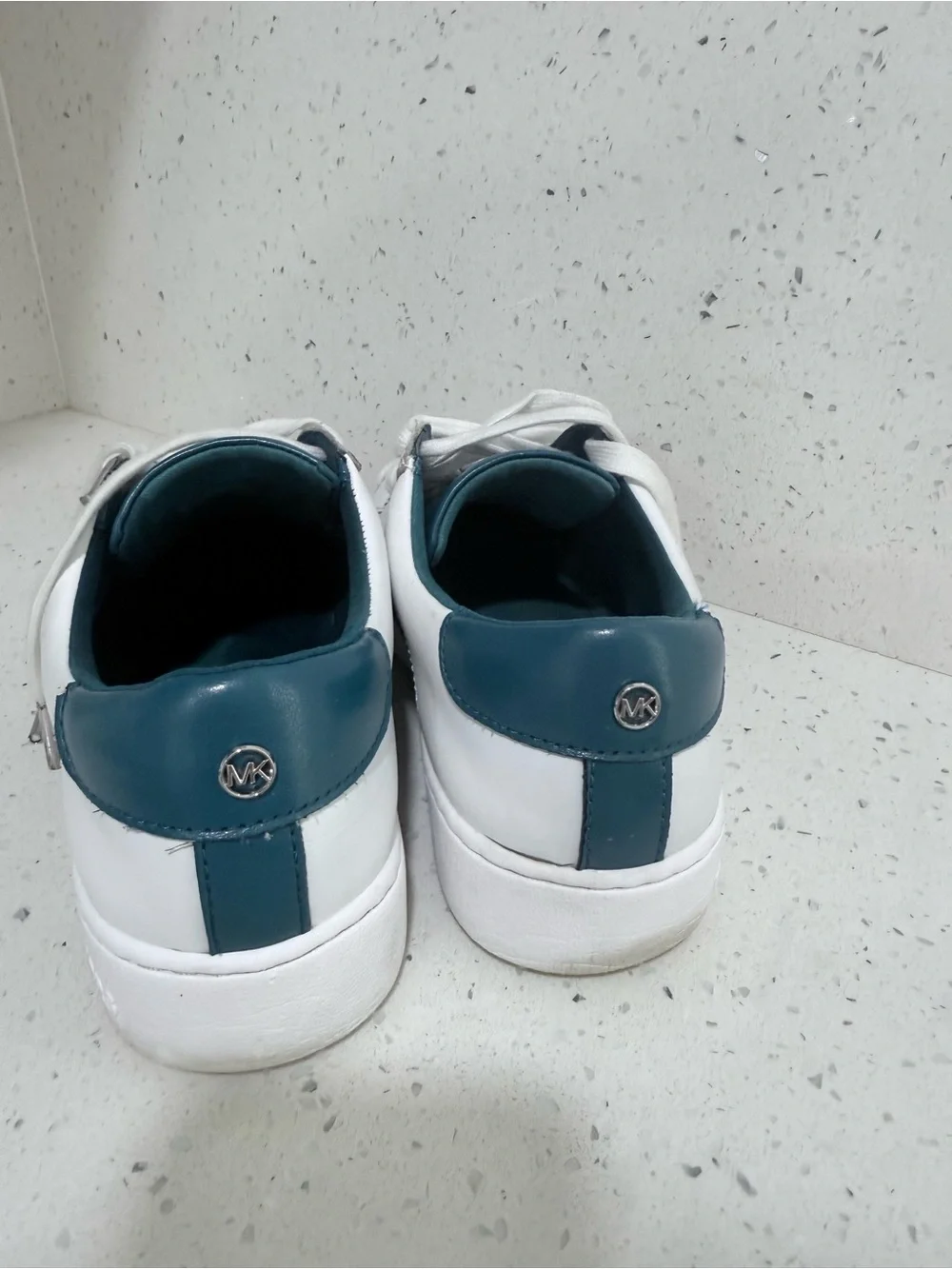Michael‎ Kors White and Navy Leather Sneakers